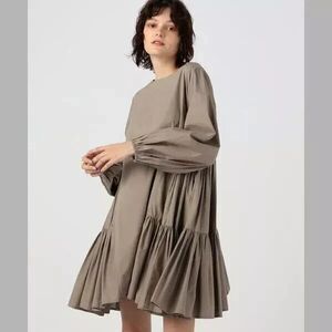 Merlette Byward Mini Dress Gray Ruffle Cotton Resort Babydoll Solid XS 273458